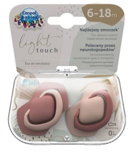 Canpol Babies Smoczek Silikonowy Symetryczny Pure Color 6-18m 2szt. 22/656_pin Pink