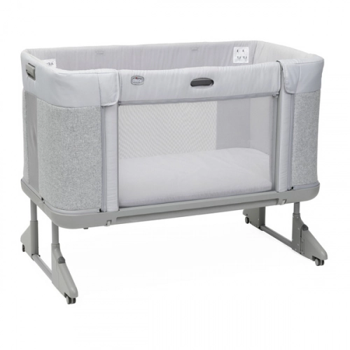 Chicco Next2Me Forever Łóżeczko Dostawne 3w1 do 22kg Ash Grey + Prześcieradło 2szt Pink Pois