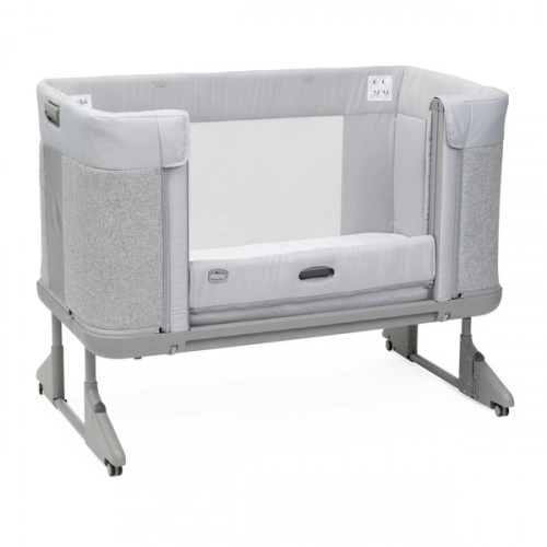 Chicco Next2Me Forever Łóżeczko Dostawne 3w1 do 22kg Ash Grey + Prześcieradło 2szt Pink Pois