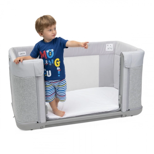 Chicco Next2Me Forever Łóżeczko Dostawne 3w1 do 22kg Ash Grey + Prześcieradło 2szt Pink Pois