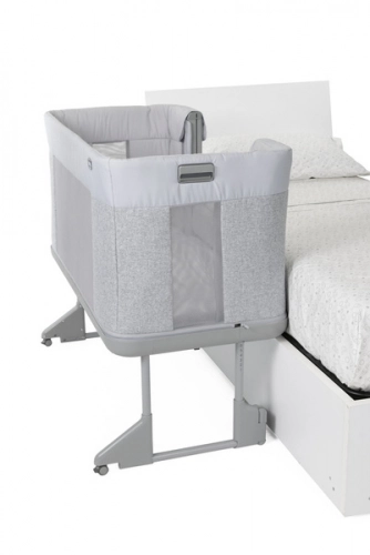 Chicco Next2Me Forever Łóżeczko Dostawne 3w1 do 22kg Ash Grey + Prześcieradło 2szt Pink Pois
