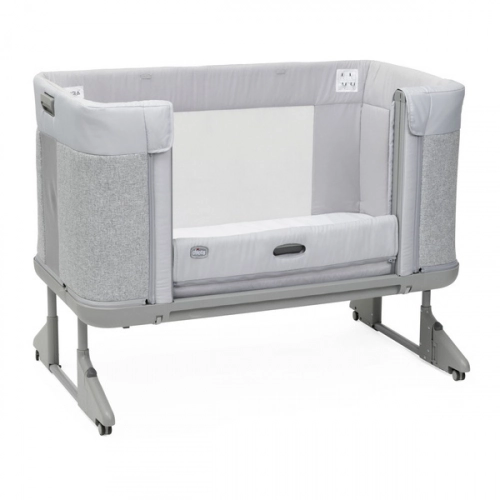 Chicco Next2Me Forever Łóżeczko Dostawne 3w1 do 22kg Ash Grey + Prześcieradło 2szt Pink Pois