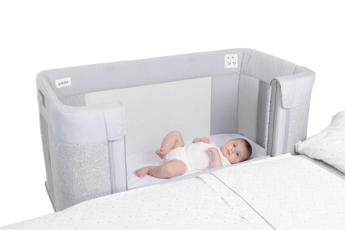 Chicco Next2Me Forever Łóżeczko Dostawne 3w1 do 22kg Ash Grey + Prześcieradło 2szt Pink Pois