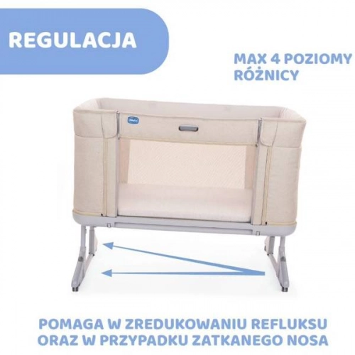 Chicco Next2Me Forever Łóżeczko Dostawne 3w1 do 22kg Moon Grey + Prześcieradło 2szt Pink Pois