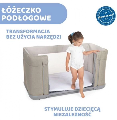 Chicco Next2Me Forever Łóżeczko Dostawne 3w1 do 22kg Moon Grey + Prześcieradło 2szt Pink Pois