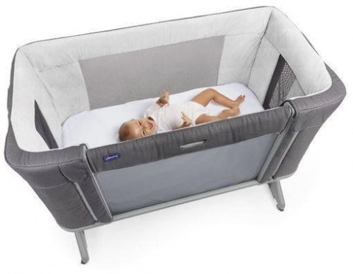 Chicco Next2Me Forever Łóżeczko Dostawne 3w1 do 22kg Moon Grey + Prześcieradło 2szt Pink Pois