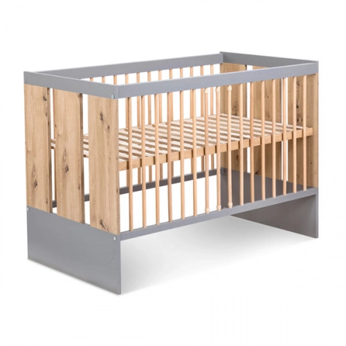 Cot 120x60 with safety rail Klups PAULINE GRAPHITE-OAK