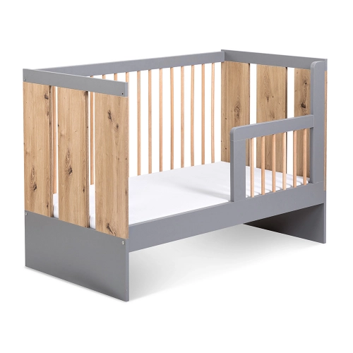 Cot 120x60 with safety rail Klups PAULINE GRAPHITE-OAK