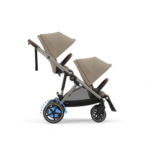Cybex E-Gazelle S Almond Beige/Taupe Коляска для двойняшек