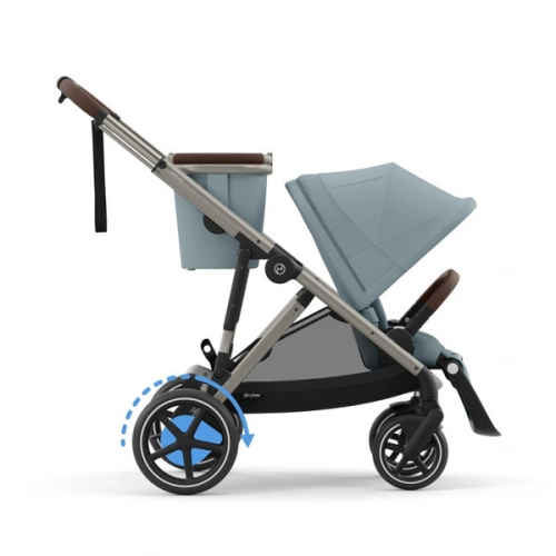 Cybex E-Gazelle S Wspomagany Wózek Spacerowy Rama Taupe Stormy Blue + Fotelik Cybex Cloud G I - Size Fotelik + Baza G + Adaptery