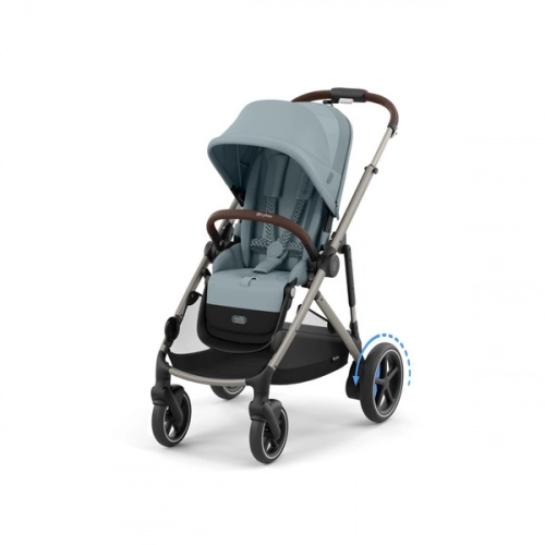 Cybex E-Gazelle S Wspomagany Wózek Spacerowy Rama Taupe Stormy Blue + Fotelik Cybex Cloud G I - Size Fotelik + Baza G + Adaptery