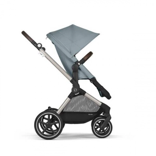 Cybex Eos Lux Wózek Głęboko-Spacerowy Rama Frame Stormy Blue + Aton B2 i-Size Fotelik 0-13kg + Baza One Volcano Black