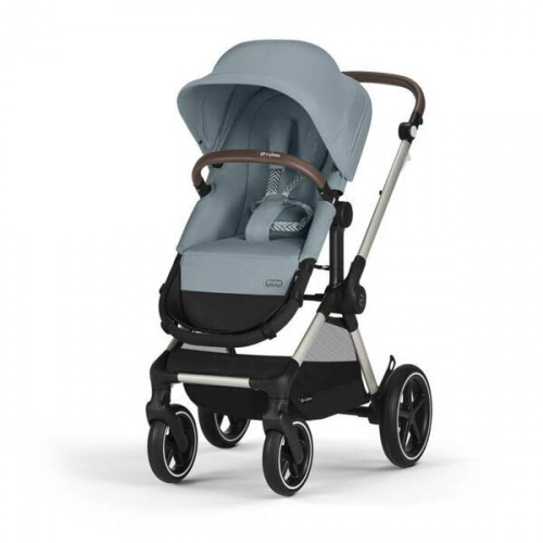 Cybex Eos Lux Wózek Głęboko-Spacerowy Rama Frame Stormy Blue + Aton B2 i-Size Fotelik  0-13kg + Baza One Volcano Black