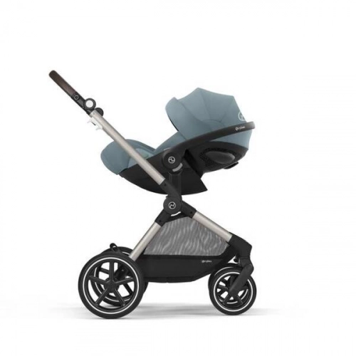 Cybex Eos Lux Wózek Głęboko-Spacerowy Rama Frame Stormy Blue + Aton B2 i-Size Fotelik  0-13kg + Baza One Volcano Black