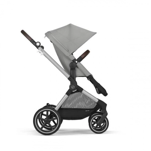 Cybex Eos Lux Wózek Głęboko-Spacerowy Rama Silver Stone Grey + Cybex Cloud G I - Size Fotelik Samochodowy Ocean Blue Plus + Adaptery + Baza