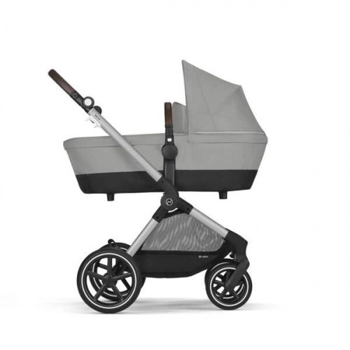 Cybex Eos Lux Wózek Głęboko-Spacerowy Rama Silver Stone Grey + Cybex Cloud G I - Size Fotelik Samochodowy Ocean Blue Plus + Adaptery