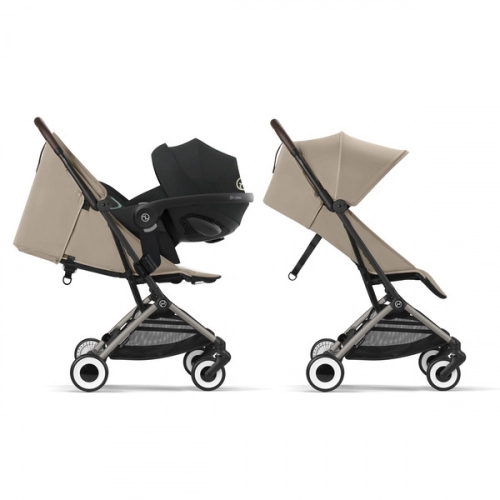 Cybex Orfeo Almond Beige/Taupe Прогулочная коляска + Спальный мешок Cybex Snogga 2