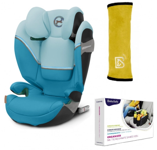 Cybex Solution S2 I-Fix Fotelik Samochodowy 15-50 kg Beach Blue 2023 + BabySafe Organizer + Babysafe Nakładka Na Pas