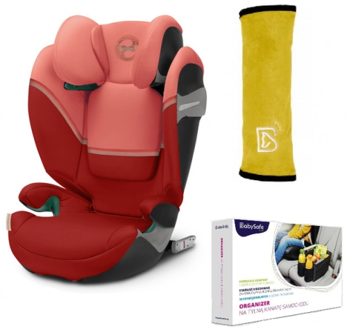 Cybex Solution S2 I-Fix Fotelik Samochodowy 15-50 kg Hibiscus Red 2023 + BabySafe Organizer + Babysafe Nakładka Na Pas
