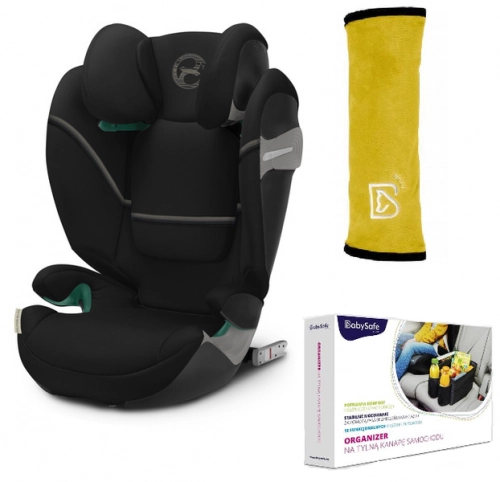 Cybex Solution S2 I-Fix Fotelik Samochodowy 15-50 kg Moon Black 2023 + BabySafe Organizer + Babysafe Nakładka Na Pas