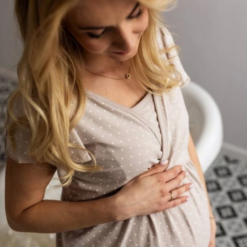 Eevi Emily Koszula Ciążowa Beżowa w Groszki Rozmiar XL