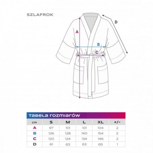 Eevi Szlafrok Damski Kimono z Wafelka Granatowy S