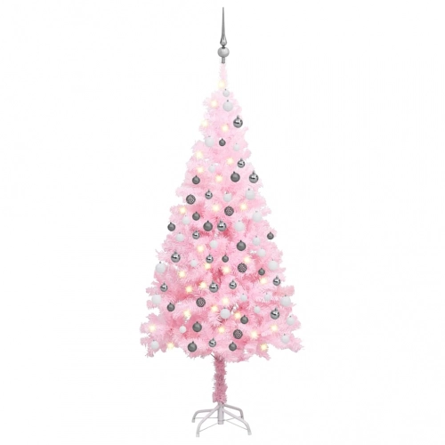 Izgaismota Mākslīgā Ziemassvētku Egle Ar Rotājumiem, 120Cm, Pvc Vidaxl