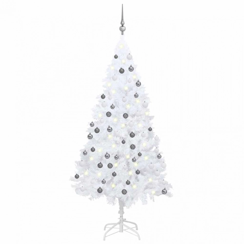 Izgaismota Mākslīgā Ziemassvētku Egle Ar Rotājumiem, 120Cm, Pvc Vidaxl