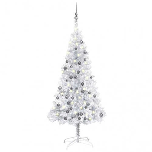 Izgaismota Mākslīgā Ziemassvētku Egle Ar Rotājumiem, 150Cm, Pet Vidaxl