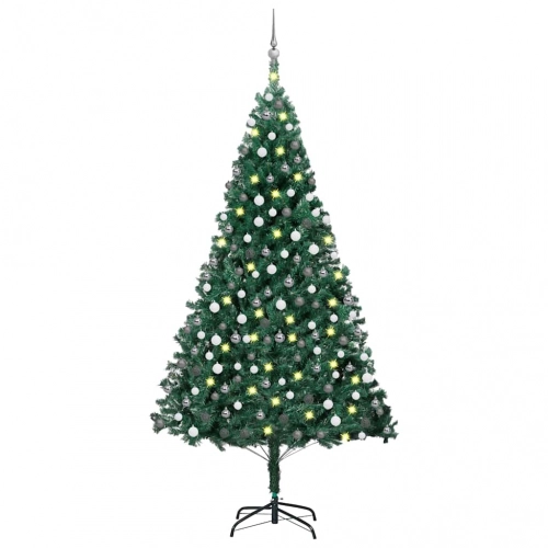 Izgaismota Mākslīgā Ziemassvētku Egle Ar Rotājumiem, 210Cm, Pvc Vidaxl