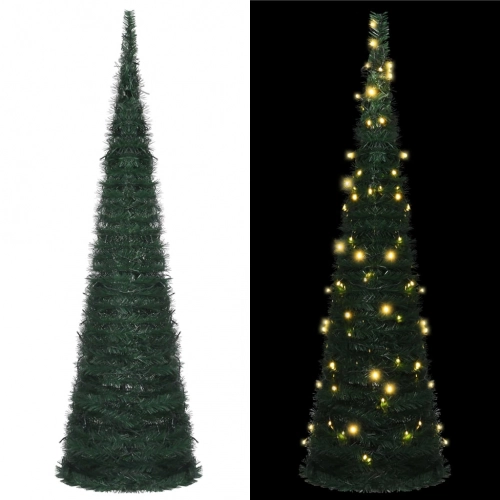 Izgaismota Mākslīgā Ziemassvētku Egle, Saliekama, Zaļa, 150 Cm Vidaxl