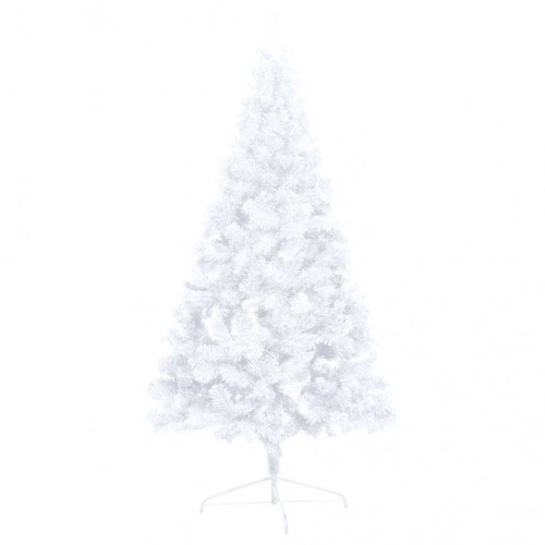 Izgaismota Ziemassvētku Egle Ar Rotājumiem, Balta, 120 Cm Vidaxl