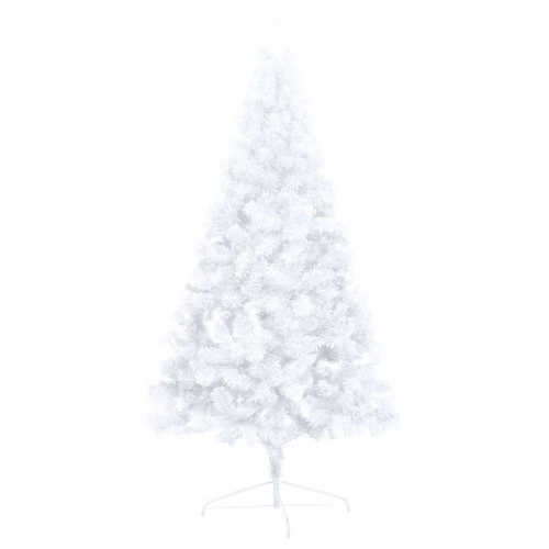 Izgaismota Ziemassvētku Egle Ar Rotājumiem, Balta, 150 Cm Vidaxl