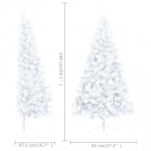 Izgaismota Ziemassvētku Egle Ar Rotājumiem, Balta, 150 Cm Vidaxl