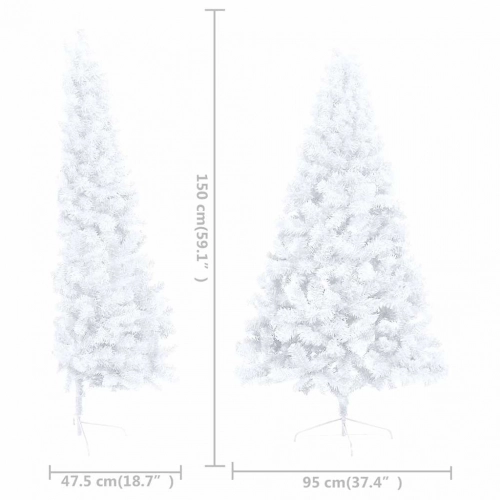 Izgaismota Ziemassvētku Egle Ar Rotājumiem, Balta, 150 Cm Vidaxl