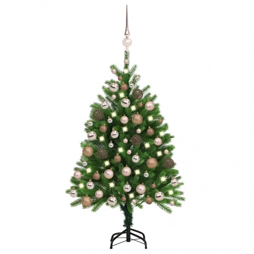 Izgaismota Ziemassvētku Egle Ar Rotājumiem, Zaļa, 120 Cm Vidaxl