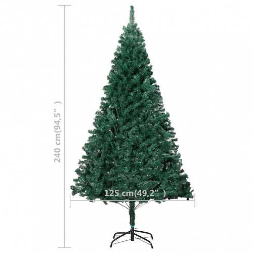 Izgaismota Ziemassvētku Egle Ar Rotājumiem, Zaļa, 240 Cm, Pvc Vidaxl