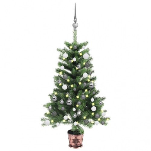 Izgaismota Ziemassvētku Egle Ar Rotājumiem, Zaļa, 65 Cm Vidaxl