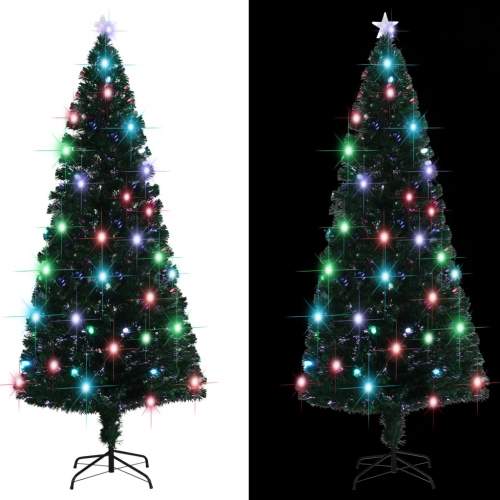 Izgaismota Ziemassvētku Egle Ar Statīvu, 210Cm, Optiskā Šķiedra Vidaxl
