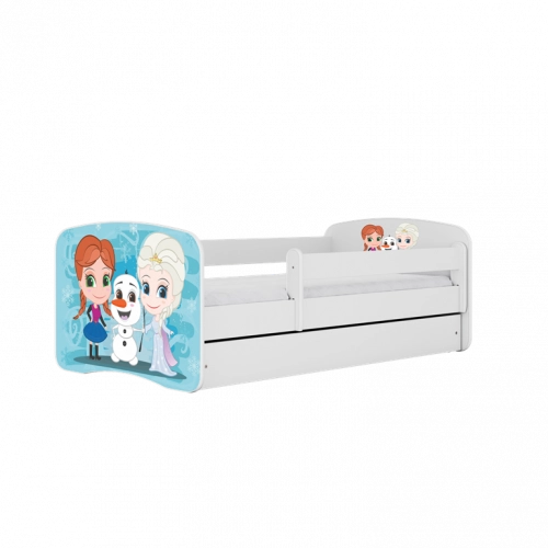 Bērnu gulta White Frozen Land ar kasti ar matraci 180/80