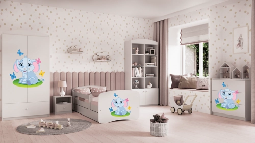 Bērnu gulta Little Elephant ar atvilktni ar matraci 180x80
