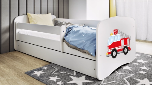 Кровать White Fire Truck без ящика с матрасом 140x70