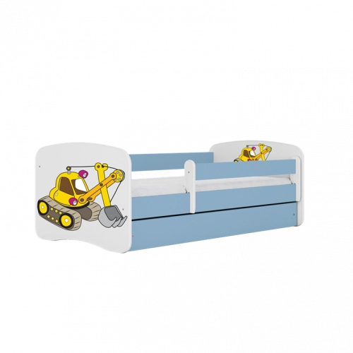 Łóżko babydreams niebieskie koparka bez szuflady materac 140/70