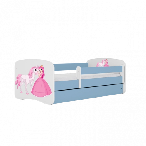 Детская кровать Blue Princess Horse с ящиком с матрасом 180/80