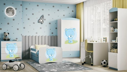 Bērnu gulta Blue Bear ar kasti ar matraci 180/80