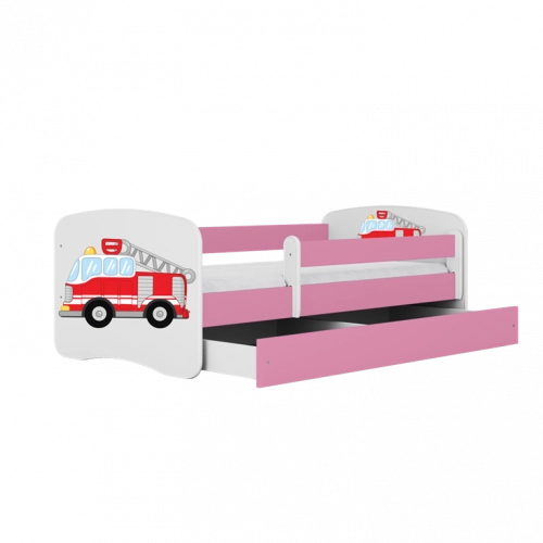 Łóżko babydreams różowe straż pożarna bez szuflady materac 180/80