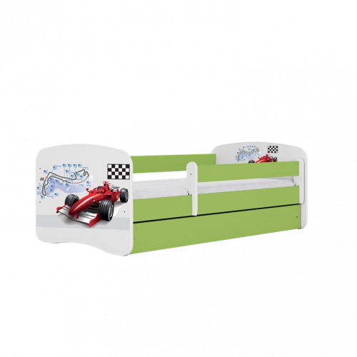 Łóżko babydreams zielone formuła z szufladą materac 140/70