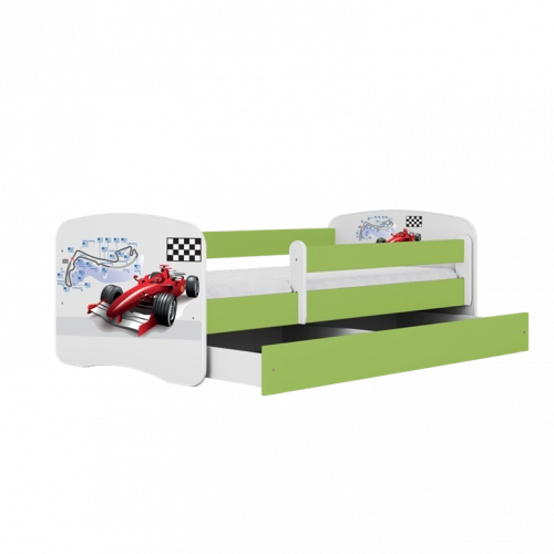Łóżko babydreams zielone formuła z szufladą materac 140/70