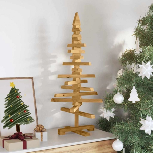 Koka Ziemassvētku Koks Ar Statīvu Brūna 90 Cm Priedes Masīvkoks Vidaxl