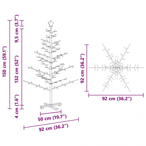 Koka Ziemassvētku Koks Dabiska 150 Cm Priedes Masīvkoks Vidaxl